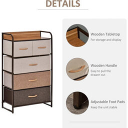 Chest Of Drawers 5 Drawer Fabric Storage Unit Steel Frame - thumbnail 6