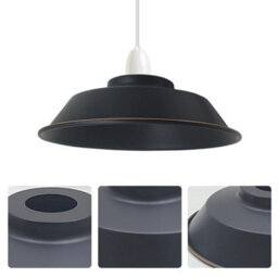 Black Gold Metal Ceiling Light Shade 22Cm Easy Fit Pendant Lamp For Bedroom, Hallway & Cafe Pack Of 2 - thumbnail 7
