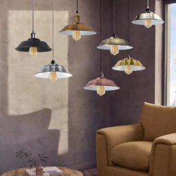 Black Gold Metal Ceiling Light Shade 22Cm Easy Fit Pendant Lamp For Bedroom, Hallway & Cafe Pack Of 2 - thumbnail 5