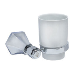 Homestylestore Art Deco Bathroom Wall Mounted Ceramic Toothbrush Tumbler Chrome Holder