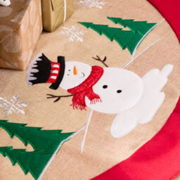 Dibor Traditional Red Snowman Xmas Christmas Tree Decoration Christmas Tree Skirt 86Cm - thumbnail 3