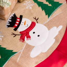 Dibor Traditional Red Snowman Xmas Christmas Tree Decoration Christmas Tree Skirt 86Cm - thumbnail 5