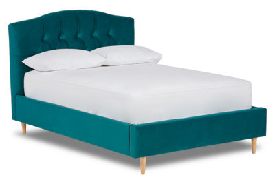 Divan Base Direct Enigma Classic Chesterfield Fabric Bed Base Only 4Ft Small Double- Verlour Deep Teal - image 1