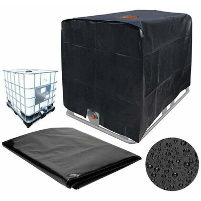 Ibc Tank Cover For 1000L Container, 116 X 100 120 Cm, Uv And Rain Resistant Water (Black) Fdc - image 1