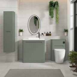 Royal Bathrooms Venice 800mm Sage Green Freestanding Bathroom Countertop Vanity Unit 2 Door With Qubix Basin - thumbnail 4