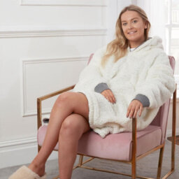 Ohs Hoodie Blanket Ultra Plush Wearable Sherpa Oversize - Charcoal - thumbnail 3