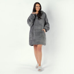 Ohs Hoodie Blanket Ultra Plush Wearable Sherpa Oversize - Charcoal - thumbnail 2