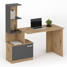 Miso Traditional Desk With Integrated Book Shelf Modern Laminated Finish Compact Durable Home Office Workstation White Oak Artisan - thumbnail 3