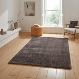Black Charcoal Plain Shaggy 45mm Thick Stain-Resistant Rug For Bedroom, & Dining Room, Easy To Clean Rug-60Cm X 120Cm - thumbnail 4
