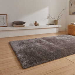 Black Charcoal Plain Shaggy 45mm Thick Stain-Resistant Rug For Bedroom, & Dining Room, Easy To Clean Rug-60Cm X 120Cm - thumbnail 1