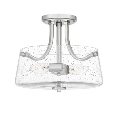 Luminosa Lighting Elstead Quoizel Hollister Bowl Semi Flush Ceiling Light Polished Nickel