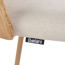 Wyld And Coco Set Of 2 Bar Chairs, Beige Fabric Seat, Viennese Braid Backrest, Brown Matt Metal Frame - thumbnail 8