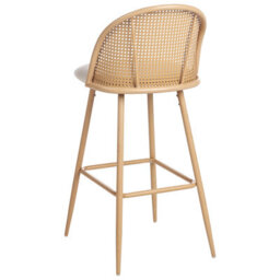 Wyld And Coco Set Of 2 Bar Chairs, Beige Fabric Seat, Viennese Braid Backrest, Brown Matt Metal Frame - thumbnail 6