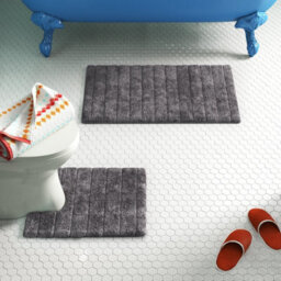 Allure Bath Fashions Ribbed Two Piece Bath Mat & Toilet Mat Set - Charcoal Grey - thumbnail 3