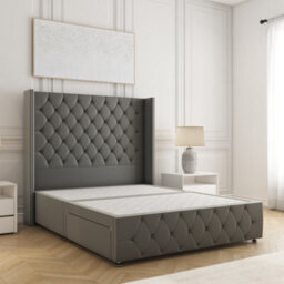 Bsspoke Mayfair Divan Bed Grey Plush Velvet 54Inch Headboard & Footboard 2Drawers Footend No Mattress In 4Ft 4Ft6 5Ft 6Ft - thumbnail 2