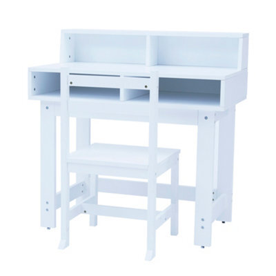 Teamson Home Fantasy Fields -  Kids Wooden Desk & Chairs Set With Storage On The Table Top  - White - image 1