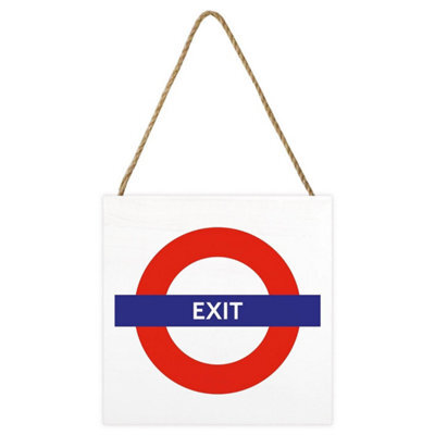 Transport For London Exit Wooden Block White/red/blue (2.7Cm X 20Cm X 20Cm) - image 1