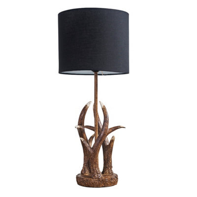 Valuelights Intertwined Caribou Antler Design Table Lamp Rustic Finish With Black Shade - image 1