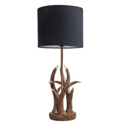 Valuelights Intertwined Caribou Antler Design Table Lamp Rustic Finish With Black Shade - thumbnail 1