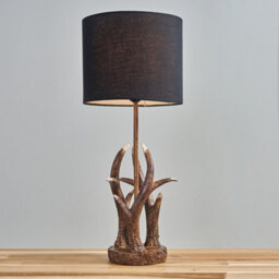 Valuelights Intertwined Caribou Antler Design Table Lamp Rustic Finish With Black Shade - thumbnail 2