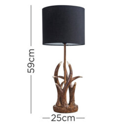 Valuelights Intertwined Caribou Antler Design Table Lamp Rustic Finish With Black Shade - thumbnail 6