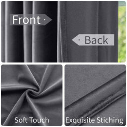Oxford Homeware Eyelet Velvet Curtains Grey Fully Lined Blackout Thermal Insulated Eyelet Curtains Pair (W)228Cm X (L)228Cm - thumbnail 3