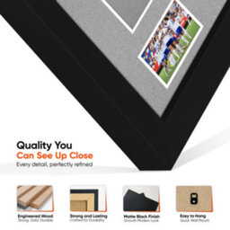 "AK Frames 77.5X58.5Cm Matte Black Shirt Frame With Silver Mount -49X42.5Cm Shirt Window -5X.3.5"" Photos - 7.5X4.5Cm Name Plate" - thumbnail 7