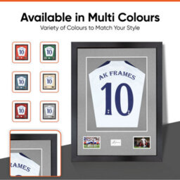 "AK Frames 77.5X58.5Cm Matte Black Shirt Frame With Silver Mount -49X42.5Cm Shirt Window -5X.3.5"" Photos - 7.5X4.5Cm Name Plate" - thumbnail 6