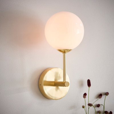 Anson Lighting Consort Brushed Gold And Opal Glass 1 Light Wall Light - image 1