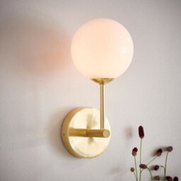 Anson Lighting Consort Brushed Gold And Opal Glass 1 Light Wall Light