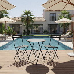 Living And Home Black 3-Piece Outdoor Folding Bistro Set - thumbnail 1