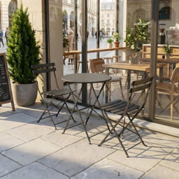 Living And Home Black 3-Piece Outdoor Folding Bistro Set - thumbnail 2