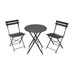 Living And Home Black 3-Piece Outdoor Folding Bistro Set - thumbnail 3