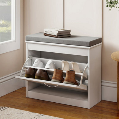 Levede White Plastic Slim Shoe Storage Unit Hallway Rack Organiser 2Pc - image 1