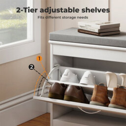 Levede White Plastic Slim Shoe Storage Unit Hallway Rack Organiser 2Pc - thumbnail 7