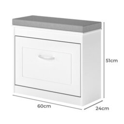 Levede White Plastic Slim Shoe Storage Unit Hallway Rack Organiser 2Pc - thumbnail 4