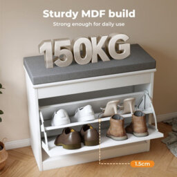 Levede White Plastic Slim Shoe Storage Unit Hallway Rack Organiser 2Pc - thumbnail 8
