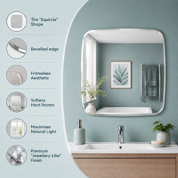 Showerdrape Harrow Squircle Soft Square Bevelled Edge Mirror 60X60Cm - thumbnail 2