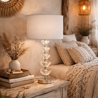 Laura Ashley Glass And Silver Crescent Table Lamp With 30Cm Ivory Shade - image 1