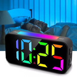 Digital Alarm Clock For Heavy Sleeper Bedroom Led Display Night Light W/ Shaker - thumbnail 8