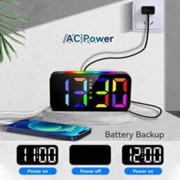 Digital Alarm Clock For Heavy Sleeper Bedroom Led Display Night Light W/ Shaker - thumbnail 3