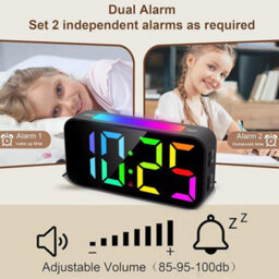 Digital Alarm Clock For Heavy Sleeper Bedroom Led Display Night Light W/ Shaker - thumbnail 4