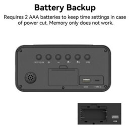 Digital Alarm Clock For Heavy Sleeper Bedroom Led Display Night Light W/ Shaker - thumbnail 5