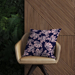 Warren Reed Designer Pink Navy Floral Botanical Pattern Outdoor Cushion 45Cm X 45Cm - thumbnail 2