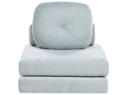 Wyld And Coco Nova Single Sofa Pouffe Bed In Light Blue Chenille, Convertible 1-Seater Sleeper - thumbnail 1