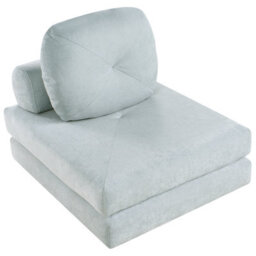 Wyld And Coco Nova Single Sofa Pouffe Bed In Light Blue Chenille, Convertible 1-Seater Sleeper - thumbnail 7