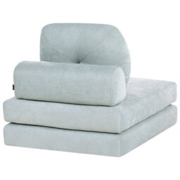 Wyld And Coco Nova Single Sofa Pouffe Bed In Light Blue Chenille, Convertible 1-Seater Sleeper - thumbnail 6