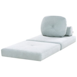 Wyld And Coco Nova Single Sofa Pouffe Bed In Light Blue Chenille, Convertible 1-Seater Sleeper - thumbnail 5