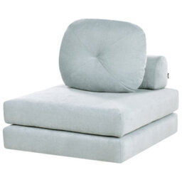Wyld And Coco Nova Single Sofa Pouffe Bed In Light Blue Chenille, Convertible 1-Seater Sleeper - thumbnail 4