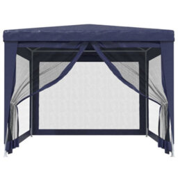 Berkfield Party Tent With 4 Mesh Sidewalls Blue 3X4 M Hdpe - thumbnail 3